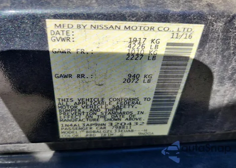 2017 Nissan Altima 2.5 z USA, uszkodzony, nr VIN 1N4AL3AP9HN320432